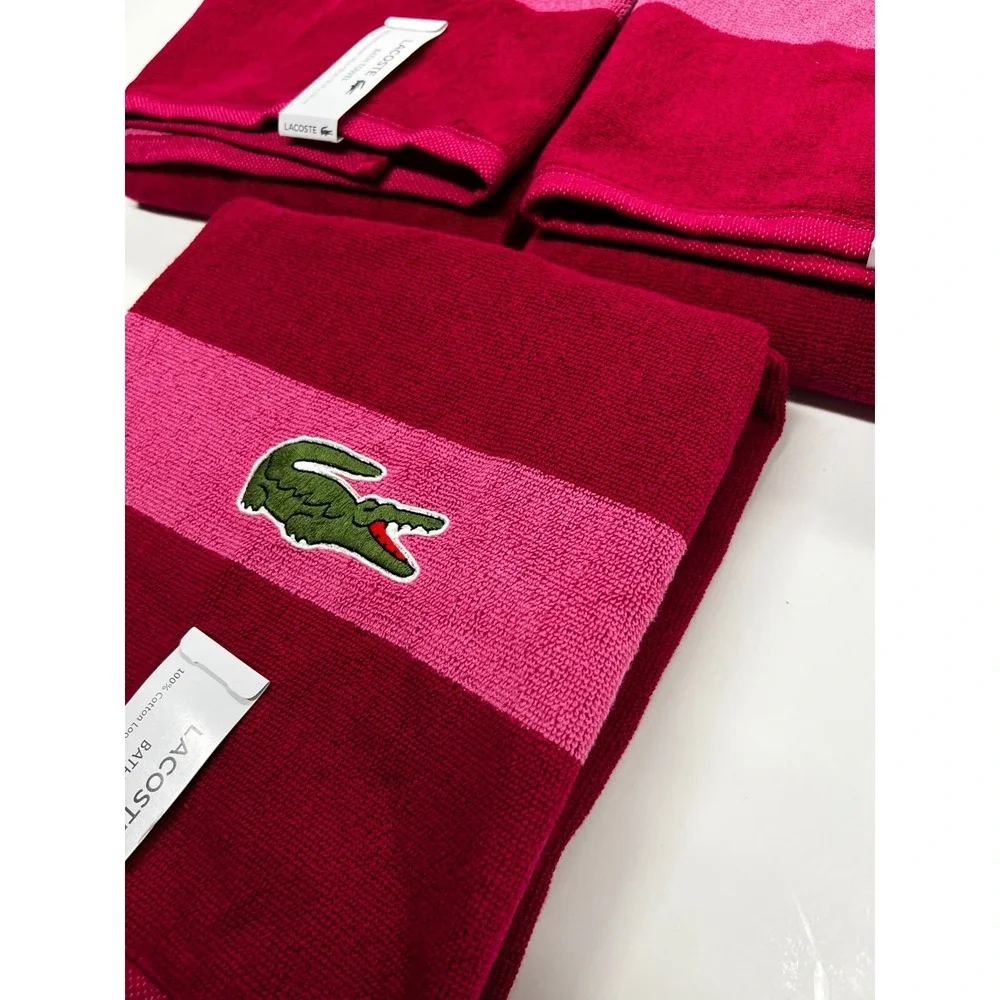 Lacoste‎ Pink Bath Towel 4 Pack 100% Cotton 30